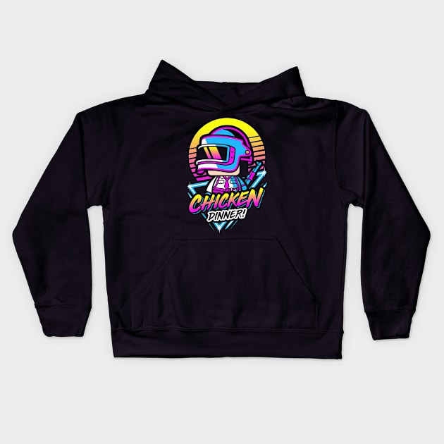 PUBG Chicken Dinner Retro Kids Hoodie by chibifyproject